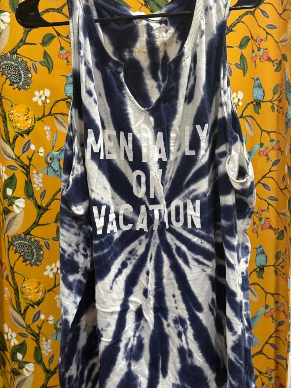 Torrid Navy Tie-Dye sleeveless T-shirt says “Mentally on vacation” size 5